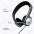 USB Wired Headset with Microphone for PC, Stereo Headphones with Boom Mic, In-Line Volume & Mic Mute Controls,