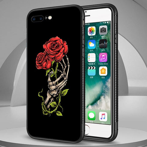 ZHEGAILIAN Red Rose Skull Case for iPhone SE 2022, Shockproof Soft TPU Bumper, Non-Slip Design, 4.7-inch.