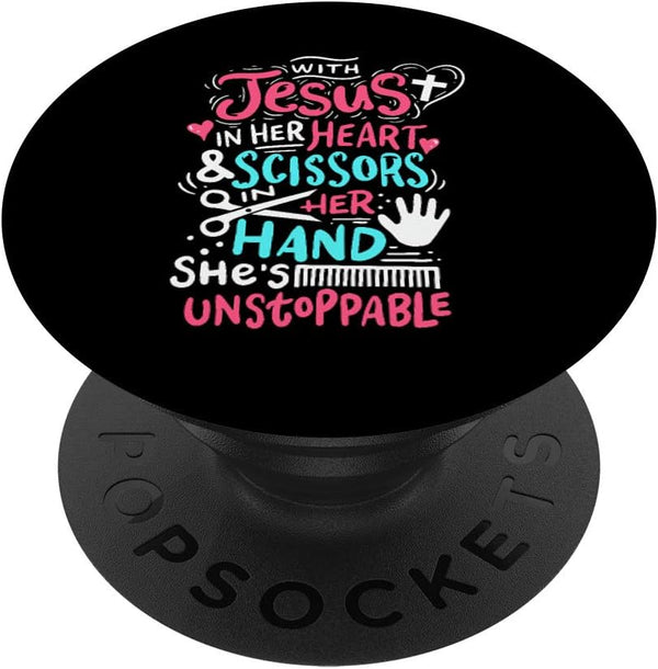 PopSockets PopGrip Hairdresser Hairstylist Jesus Tee Christian Scissors