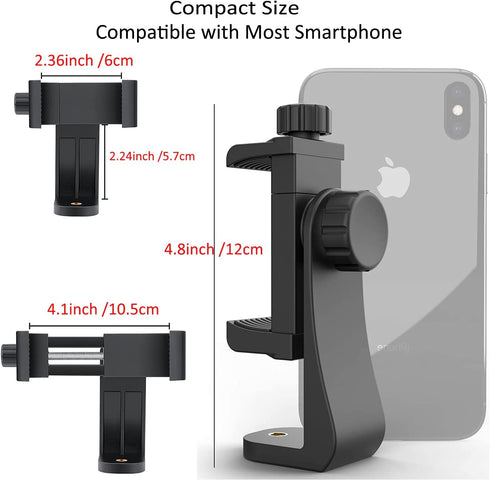 EszkozTA 360 1/4" (Black-1 Pack) Cell Phone Tripod Mount Adapter, Universal Phone Holder Adjustable Clamp, Degree