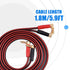 HiFi Speaker Wire - Pure Copper Cable with Right Angle L Type Banana Plugs, Red & Black (1.8m)