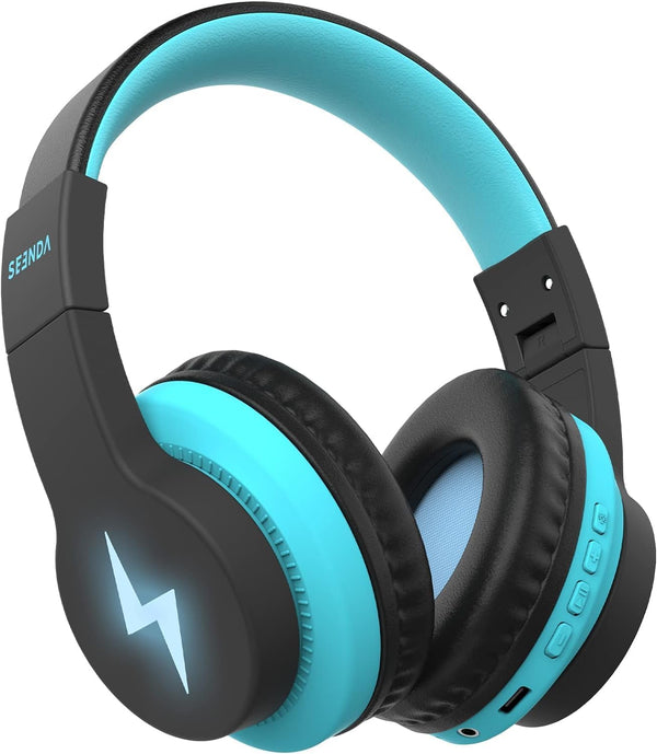 seenda Kids Bluetooth Headphones, Over Ear Headset with 85dB/94dB Volume Limiting, 45H Playtime, Built-in Mic for School