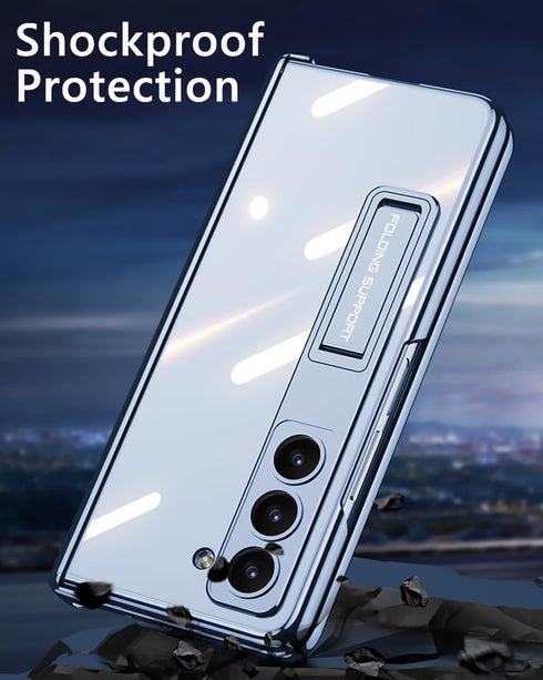 Shop Samsung Galaxy Z Fold 5 5G Clear Case with Magnetic Hinge, Adjustable Kickstand & Screen Protector - Blue.
