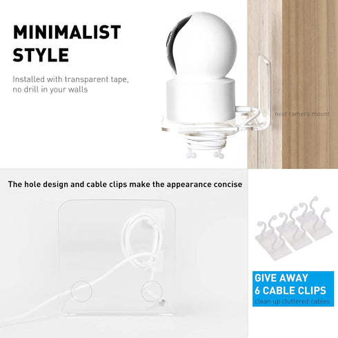 OAPRIRE Acrylic Floating Wall Shelves Set of 3 for Security Cameras, Baby Monitors, Speakers, No Drill (Clear)