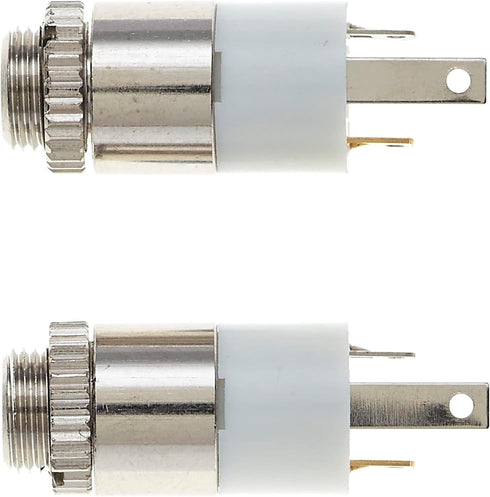 2.5mm Jack Socket, Stereo Chassis Panel Mount Solder Connector with Locking Nut, Pack of 2 for Headphones