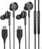 USB C Wired Earbud Type 2Pack - Headphone with Microphone for School Chromebook Computer Audifono Compatible for