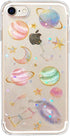 Abbery Cute Clear Moon Stars Case for iPhone SE 2022/SE 2020, Ultra Thin Bling Glitter Soft Silicone Protective Cover