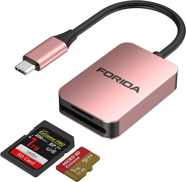 FORIDA SD Card Reader, 2 in 1 Micro SD Card Reader USB C