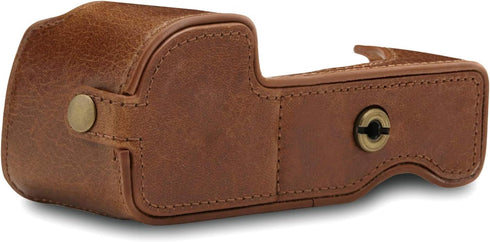 MegaGear MG1642 Ever Ready Genuine Leather Half Case for Sony Alpha A6100, A6400 - Brown