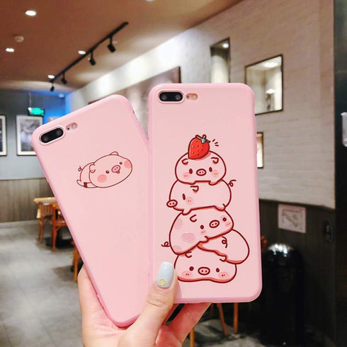 UnnFiko Pig Phone Case Compatible with iPhone 6/6s, Cute Cartoon Animal Silicone Protective Case for Women