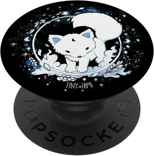 PopSockets PopGrip: Swappable Grip for Phones & Tablets, White Wolf with Moon and Stars - Gothic Fox with Galaxy