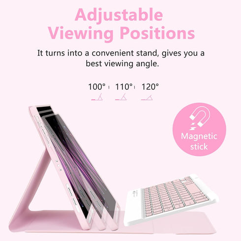 MMK Keyboard Case for iPad Pro 11 inch 4th/3rd Gen, iPad Air 5th/4th 10.9 inch & iPad Air 11 inch (M2) 2024, Pink