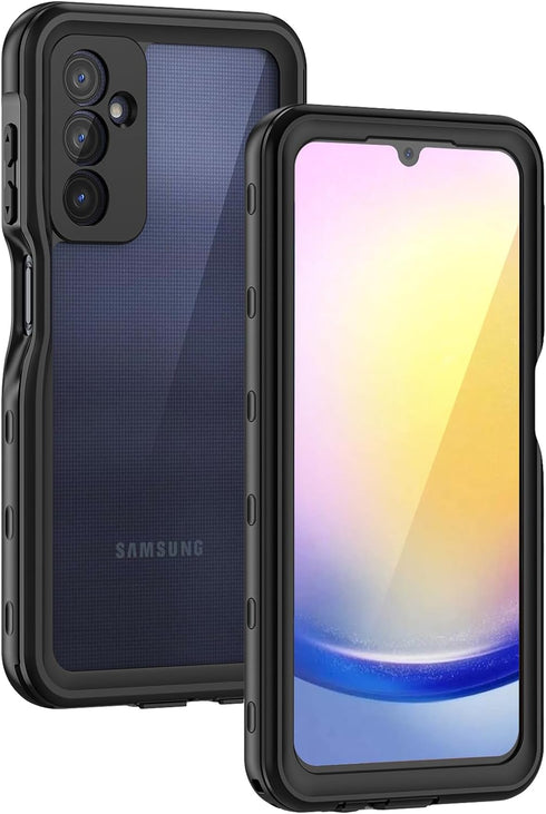 Lanhiem Case for Samsung Galaxy A25 5G, IP68 Waterproof Dustproof, Rugged Full Body Shockproof Cover, Black/Clear