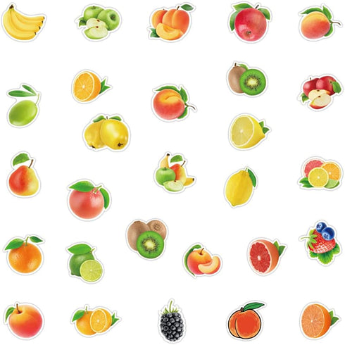 Fruits Stickers, 50 Pcs Waterproof Vinyl Decals for Water Bottles, Laptop, Refrigerator, Luggage, and Mobile Phone Décor