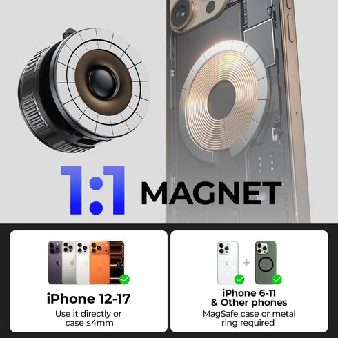 XO Simple is Beauty 360 17/16/15/14/13/12 Magnetic Car Phone Holder, Strong Magnet with Vacuum Suction Cup Dashboard
