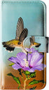 Hummingbird Purple Flower Leather Flip Case for Galaxy A12, Wallet Cover with Card Slot Holder and Kickstand