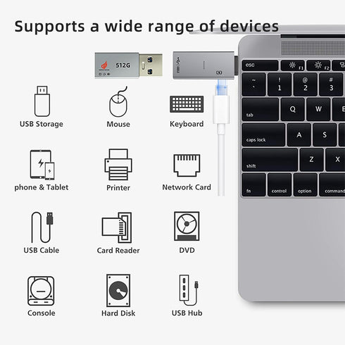 Liaoan USB3.0 2-in-1 OTG Adapter Type-C to Indicator Light, Capable of simultaneous Charging and Data Transfer