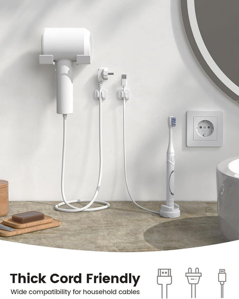 5Pack Cable Spring Holder Clips, Cord Organizer for Desk, Adjustable Wire Holder for Phone USB Charger, White