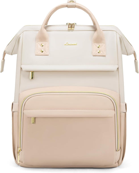 LOVEVOOK Leather Backpack for Women,18 inch Leather Laptop Backpack Women,Professional Work Backpack