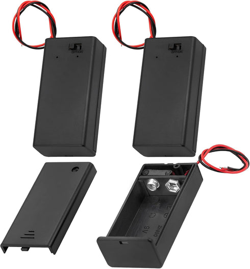 DAIERTEK 9V Battery Holder, 9 Volt Battery Holder with ON/Off Switch Cover Lead