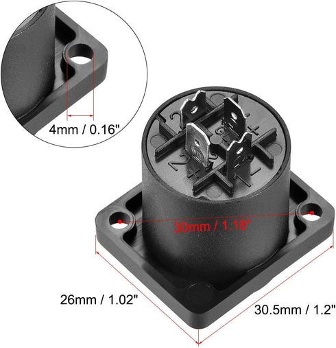 uxcell 4-Pole Speaker Panel Mount Connector, Audio Speaker Jack Twist Lock with Metal Insert (2Pcs)