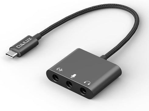 Cubilux USB C to 3.5mm Adapter for Live Streaming, USB C to TRRS Microphone Splitter for Laptop with Line-in & Mic-in