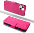 MONASAY Wallet Case for iPhone 15 5G, 6.1-inch, Flip Folio Leather Cover with Credit Card Holder, Hot-Pink [Glass