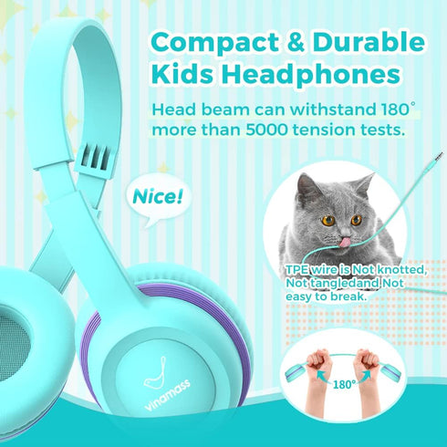 Kids Headphones - Wired Ear Headphones with Safe Volume Limiter 85dB for Children/School
