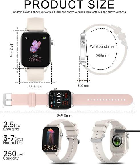 Smart Watch for Women, 1.85 Touch Screen Fitness Tracker with Bluetooth Call, Sleep Monitor, 20 Sport Modes