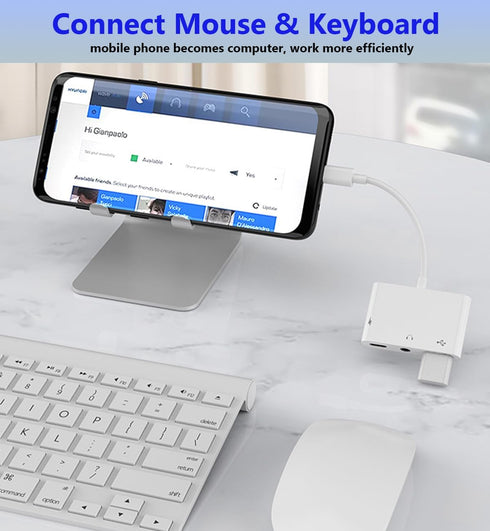 USB C to USB Adapter for MacBook, 3-in-1 OTG Splitter with 3.5mm Audio Jack and PD Fast Charging Port for iPhone 15