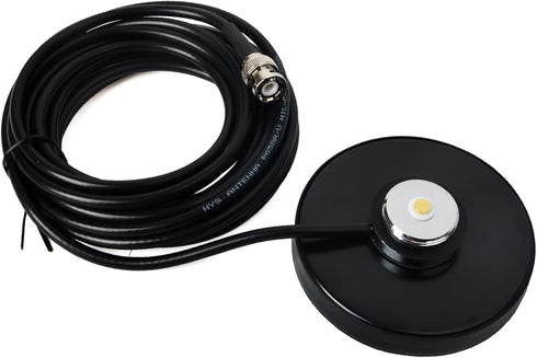 HYS NMO Magnetic Base Mount with 5M/16.4ft RG58 Cable BNC Male Connector for