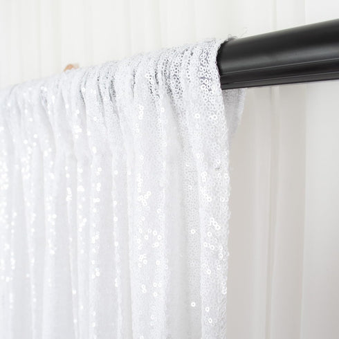 DUOBAO White Sequin Backdrop Curtain - 7x7 Ft Pear White Sequin Curtain for Baby Shower & Wedding Photos