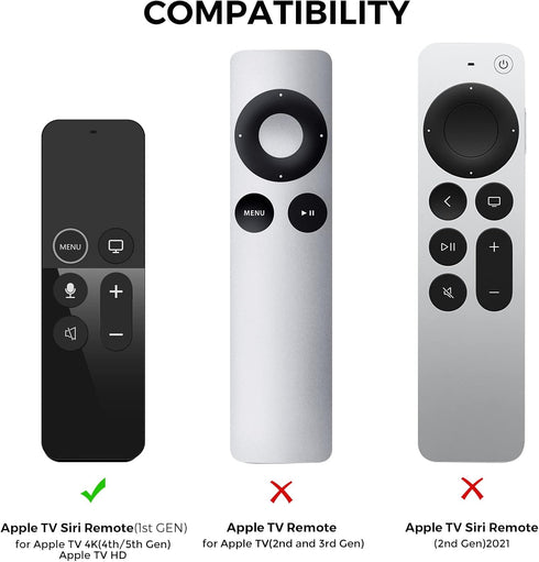 AhaStyle Protective Case for Apple TV Siri Remote, Anti Slip Silicone Cover with AirTag Holder, Compatible with 2016