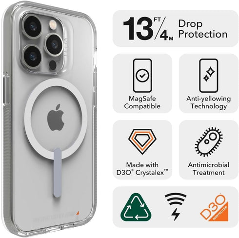 Gear4 ZAGG Crystal Palace Snap Case for iPhone 14 Pro Max - Clear Case, D30 Drop Protection (13ft/4m), Anti-Yellowing,