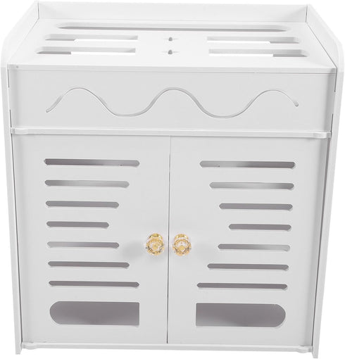 White PVC Router Storage Box: Cable Organizer Modem Cover Decorative Box for Home and Office Router Storage Rack