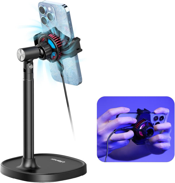 ULANZI SK-06 Cell Phone Stand with Cooler, Desktop Live Streaming Solution with Phone Cooling Fan, Adjustable Height