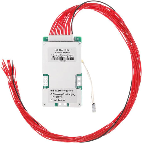 Bisida 16S BMS 60V 30A Li-ion PCB Protection Board with Balance Wire and
