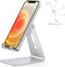 Adjustable Cell Phone Stand, OMOTON Aluminum Desktop Stand with Anti-Slip Base and Charging Port, Silver