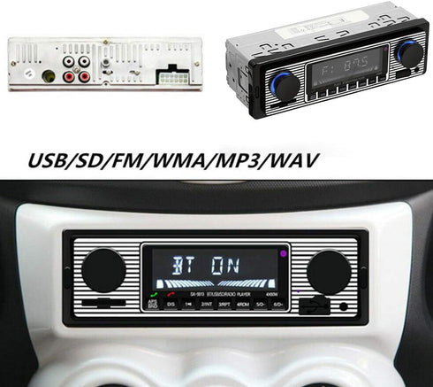 Car Stereo for Bluetooth, Retro FM Radio Smart Player, Hands-Free Calling, Supports MP3/WMA/WAV/AUX