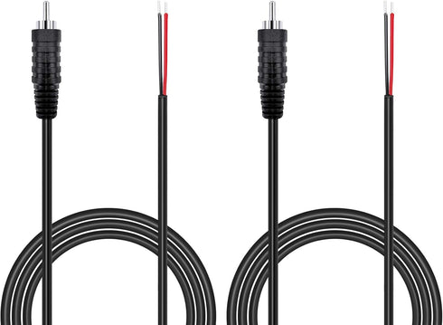Pixelman 18AWG 6.5ft Heavy Gauge Speaker Wire RCA Adapter Plug to Bare Wire, 2 Pcs