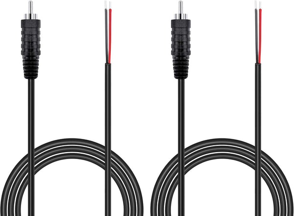Pixelman 18AWG 6.5ft Heavy Gauge Speaker Wire RCA Adapter Plug to Bare Wire, 2 Pcs