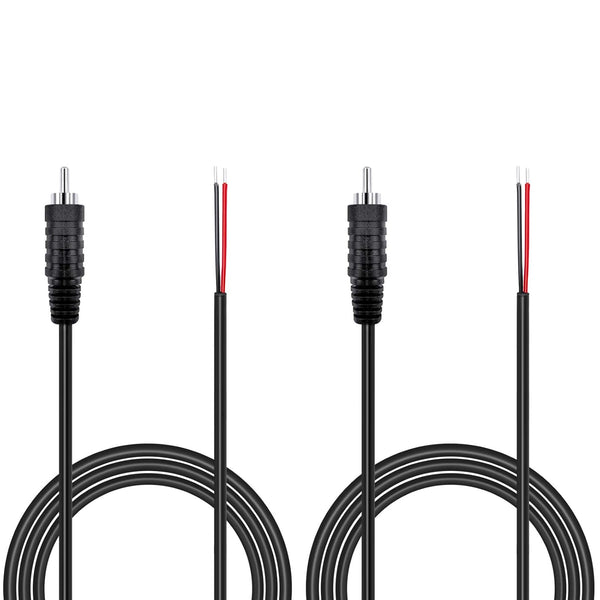 Pixelman 18AWG 3.3ft Heavy Gauge Speaker Wire, RCA Adapter Plug to Bare Wire, 2 Pcs