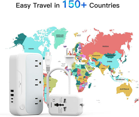 Universal Voltage Converter US to Europe, 220V to 110V Power Travel Converter Combo, 250W Step Down Adapter