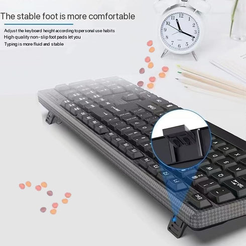 Guiheng Wired Computer Keyboard, Plug Play USB, Large Number Pad, LED IndicatorsErgonomic, Foldable Stands,Anti-Wear