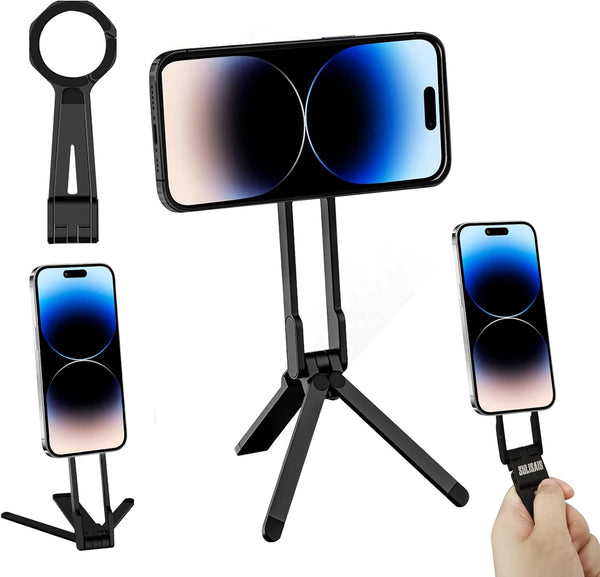 SULISAIS Foldable Magnetic Phone Tripod for iPhone, Mini Tripod Pocket Cell Phone Stand