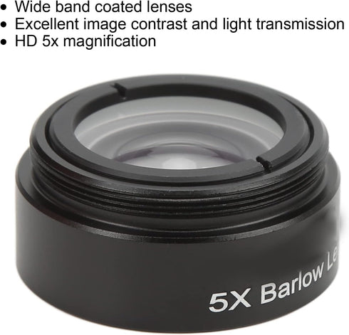 Extra Objective Lens, Clear Optical Glass 5X Microscope Camera Lens for Astronomy Lovers