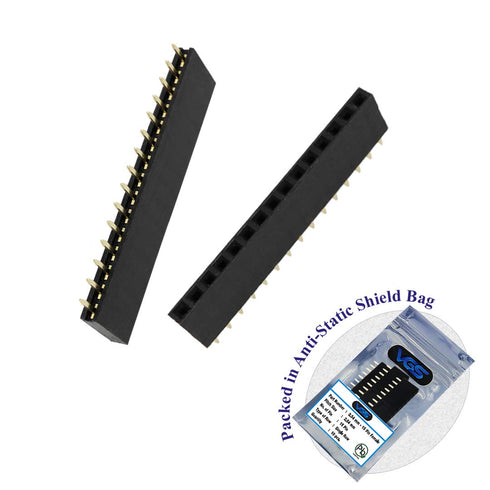 10 pcs 15 Pin 2.54mm Pitch Female Single Row Straight Header Strip, 15 Pin Connector