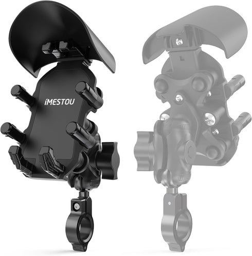 iMESTOU Anti-Vibration Motorcycle Phone Mount, Shock Damping Cellphone Holder with 720° Rotatable 1" Ball Base