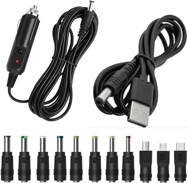 Craedli 12V Car Charger with 5V DC Power Cable, DC 5.5x2.1mm Cigarette Lighter