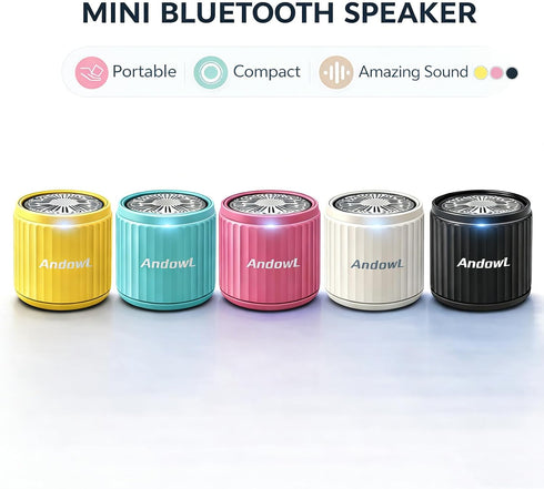 Andowl Mini Bluetooth Speaker, Portable Wireless Speaker with TWS Stereo Pairing, Built-in Mic, Micro SD Card Playback